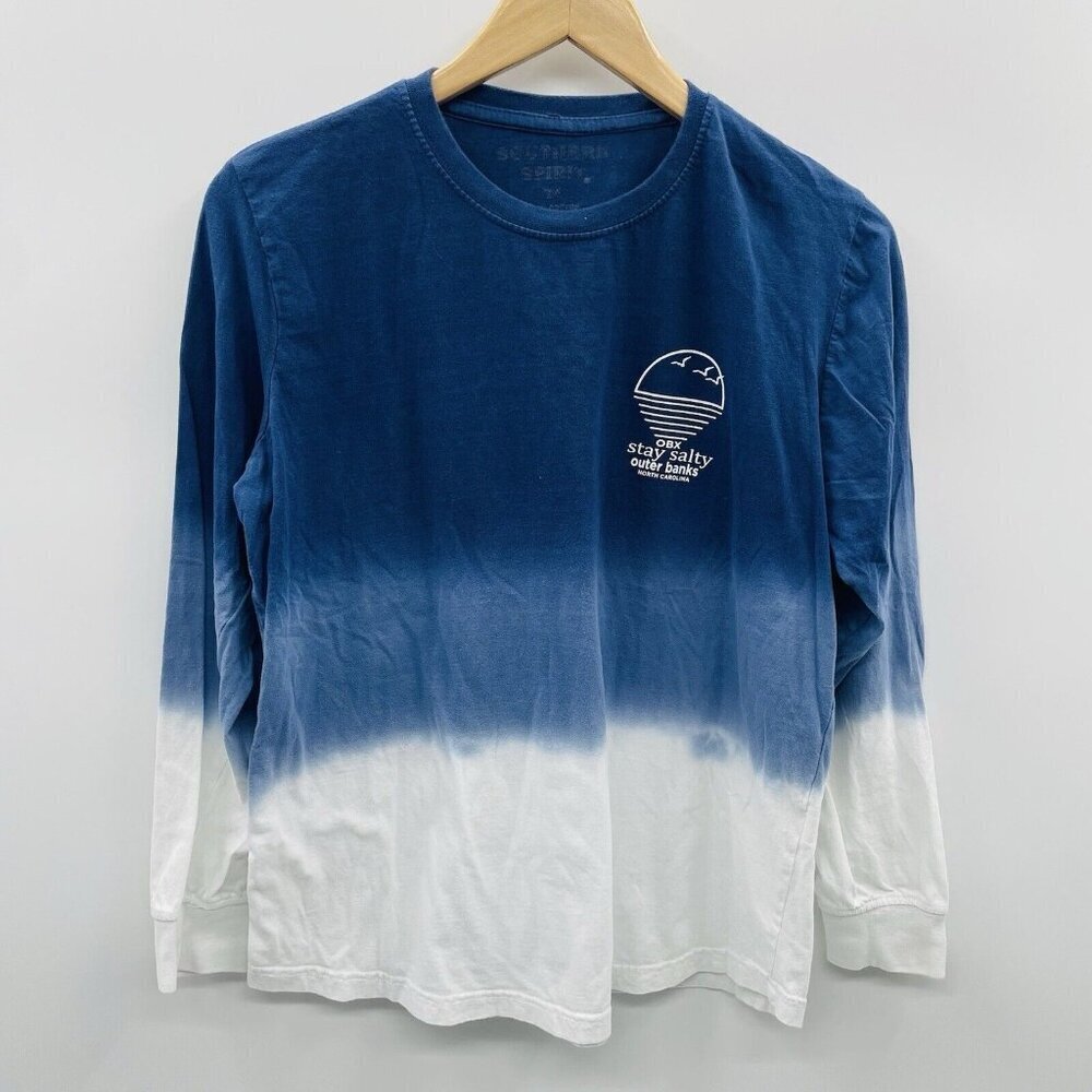 Southern Spirit Womens Medium OBX Stay Salty Long Sleeve Tee in‎ Blue Ombre 1246